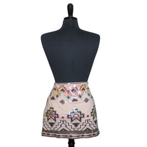 Express Mini Skirt Tribal Sequin Print Size M